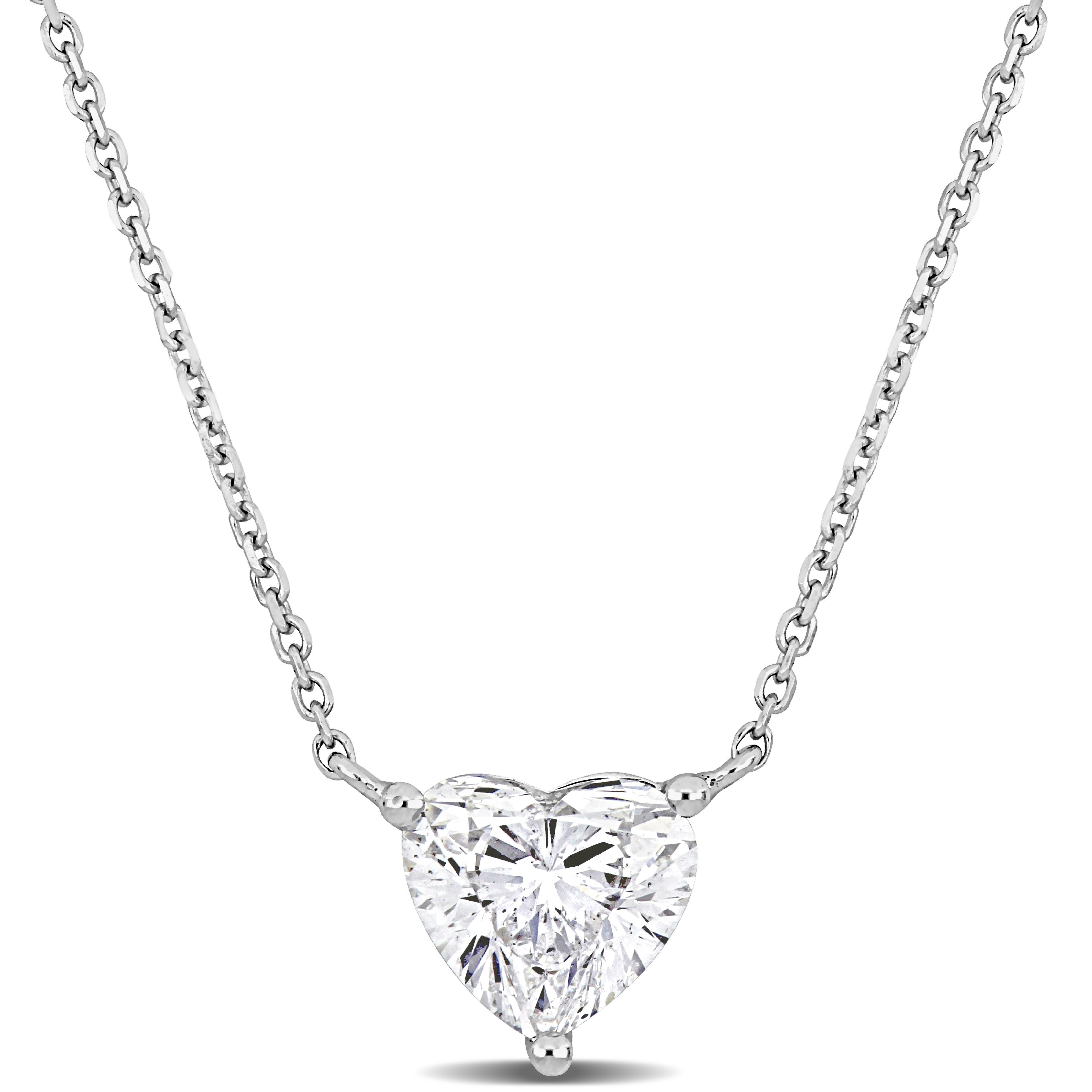 Miadora 2ct TDW Diamond Heart Necklace in 14k White Gold - 17 in