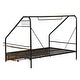 preview thumbnail 8 of 9, Full Size Metal Frame Platform Bed with Clothes Rack, Storage Shelves & 2 Drawers, Black