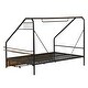 preview thumbnail 17 of 16, Metal Platform Bed with Clothes Rack, Storage Shelves, Drawers - Black