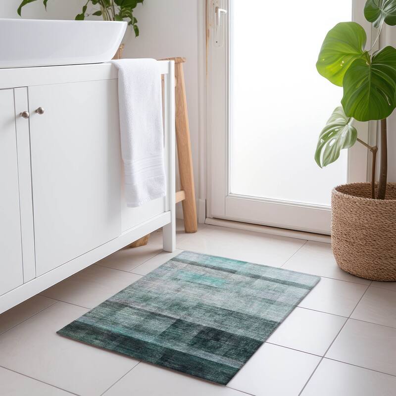 Machine Washable Indoor/ Outdoor Modern Abstract Chantille Rug