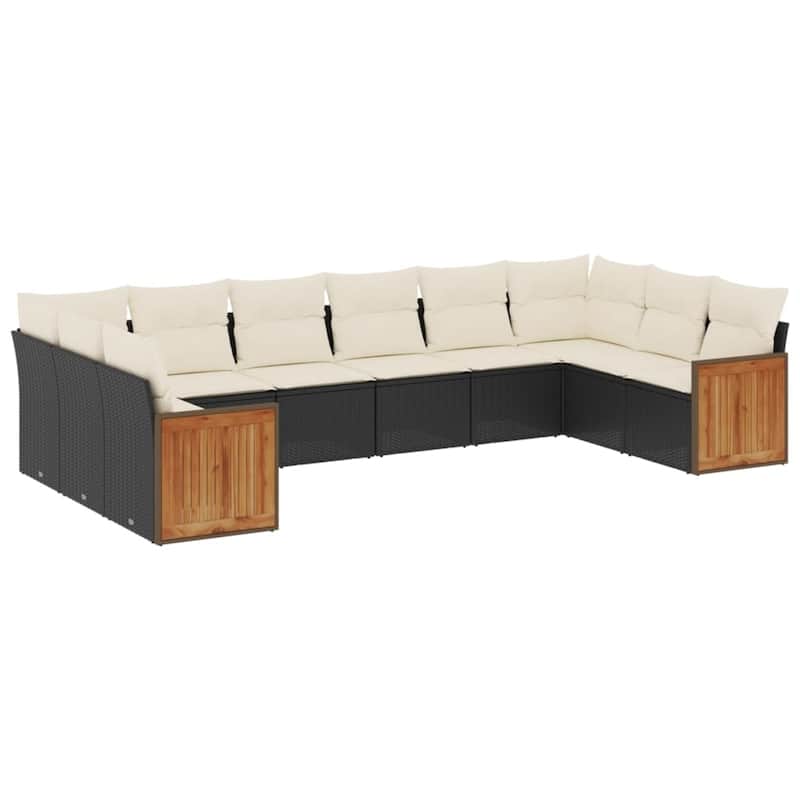 vidaXL Patio Sofa Set with Cushions Outdoor Conversation Furniture Poly Rattan