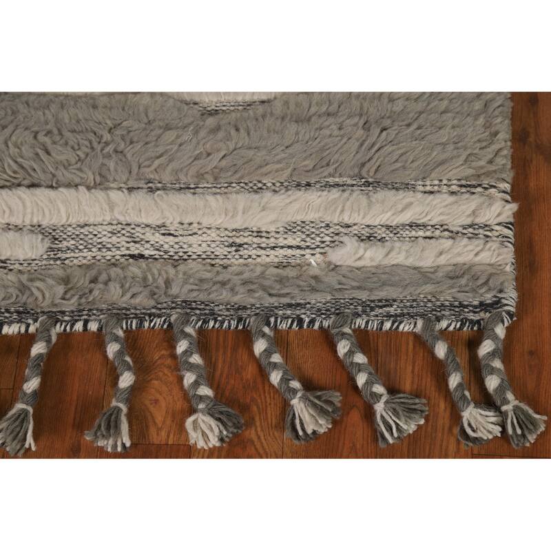 All-Over Striped Moroccan Indian Foyer Rug Hand-Knotted Wool Carpet - 2'0"x 3'0"