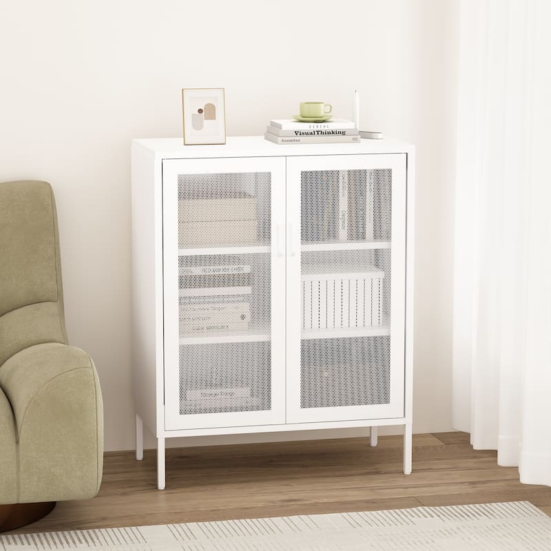 Manhattan Comfort Amelia 32" Metal Accent Cabinet - White