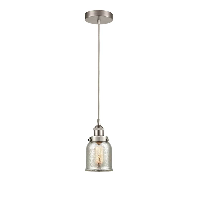 Innovations Lighting Bell - 1 Light 5" Cord Hung Mini Pendant - Silver Plated Mercury/Satin Nickel