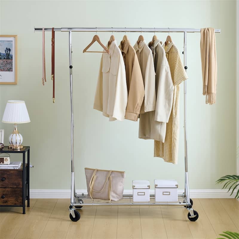 600LBS Metal Portable Rolling Clothes Racks with Wheels