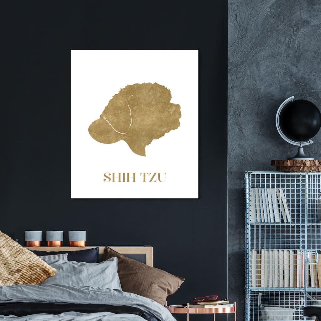 Oliver Gal 'Shih Tzu' Animals Wall Art Canvas Print - Gold, White