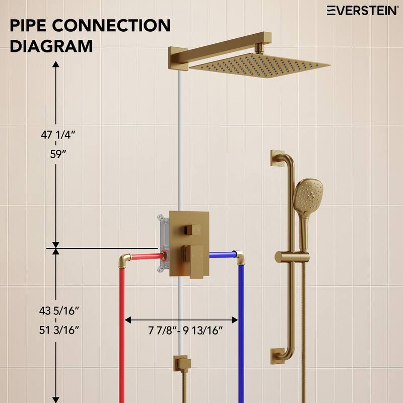 Pressure-Balanced Shower System ,10-Inch Rainfall Shower Faucet with 3-Function Handheld Shower