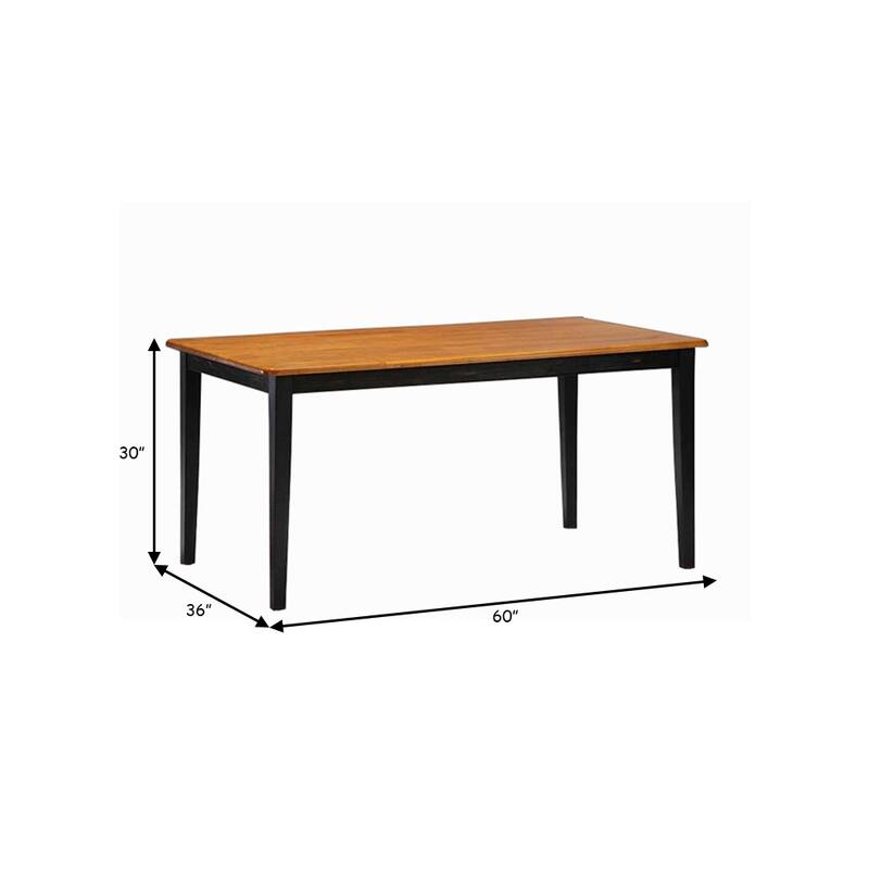 Nova 60 Inch Rectangular Dining Table, Tapered Legs, Rich Oak Brown and Black