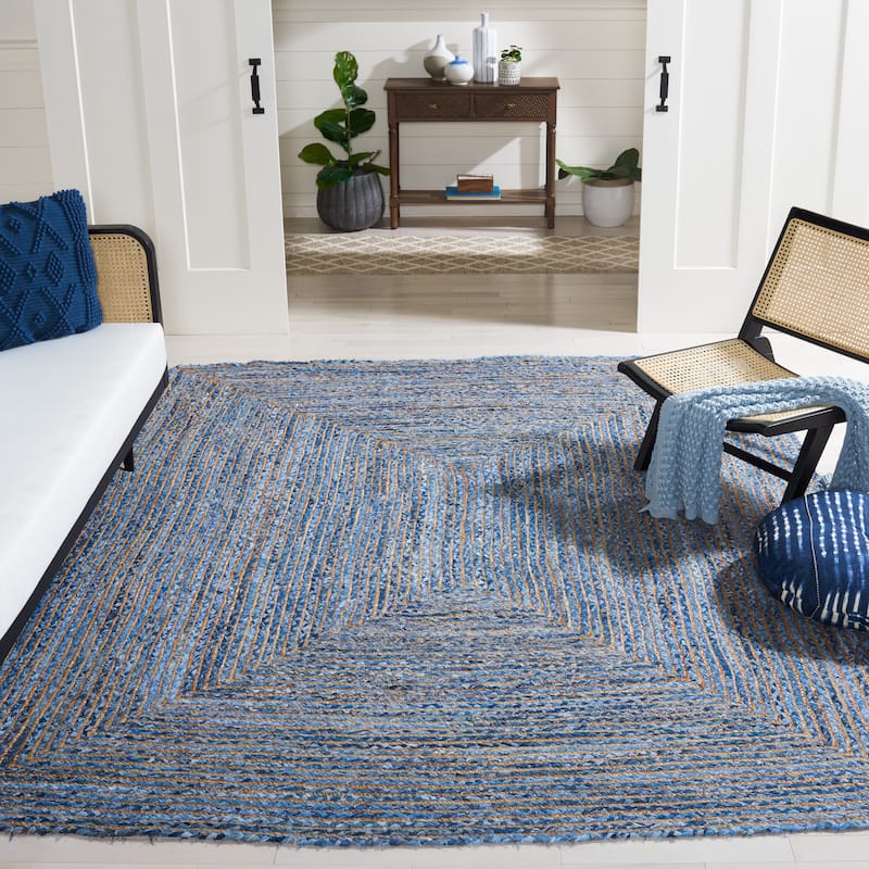 SAFAVIEH Handmade Cape Cod Marget Boho Coastal Jute Rug - 11' x 15' - Blue/Natural - Rectangle