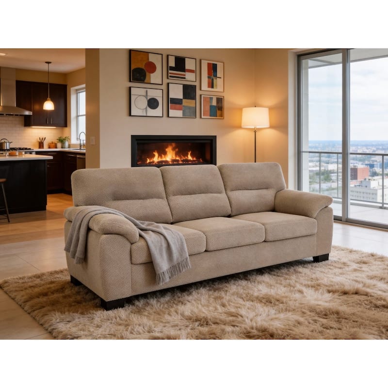 81" Modern Textured Fabric 3-Seater Sofa