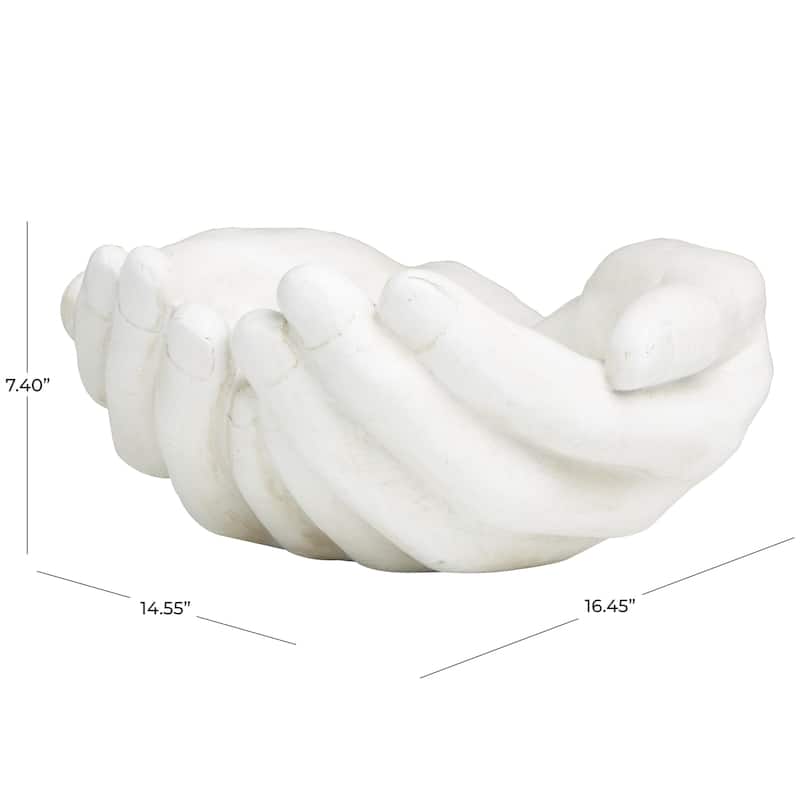 Polystone Hands Open Decorative Sculpture - White - Roche River Decor