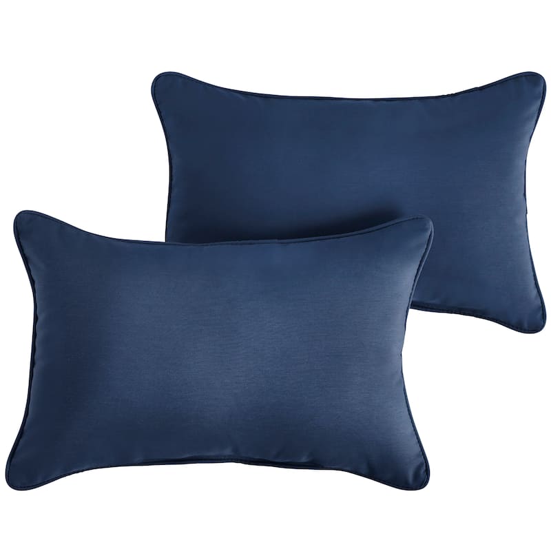 Sorra Home Sunbrella Canvas Navy Corded Indoor/ Outdoor Pillows (Set of 2)