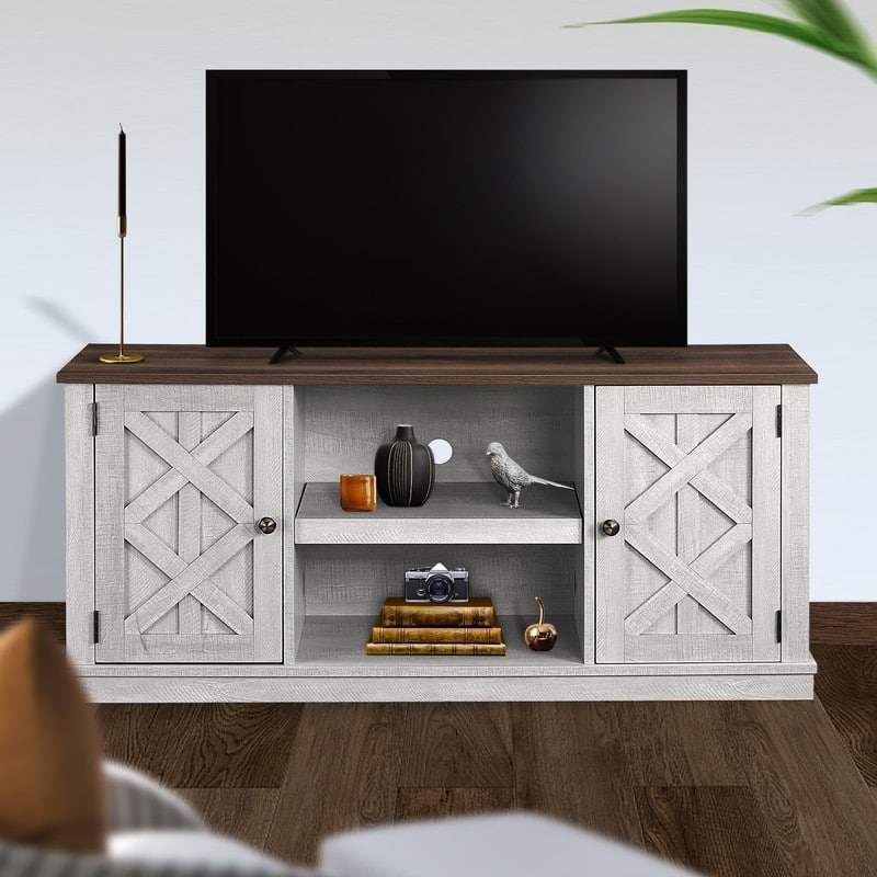 54" Farmhouse Wood TV Stand for TVs up to 60"