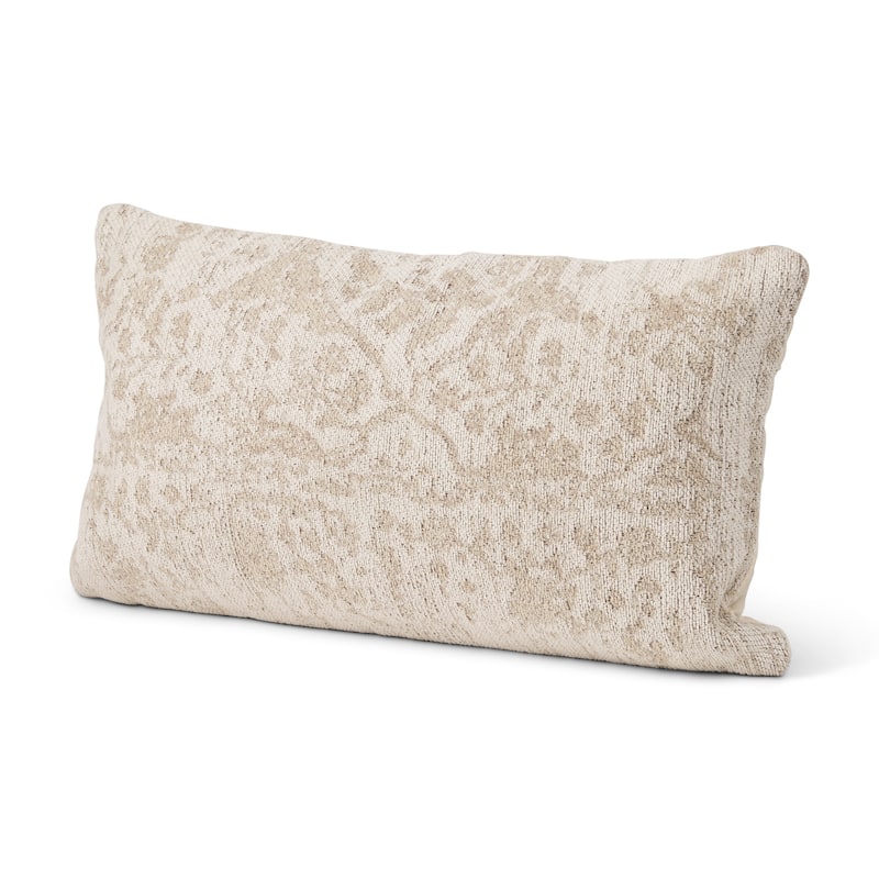 Khloe Taupe Lumbar Pillow Cover - Rectangular - Cream