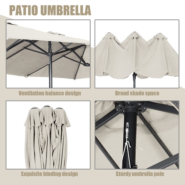 Ainfox 15-foot Double-sided Solar LED Lighted Patio Umbrella