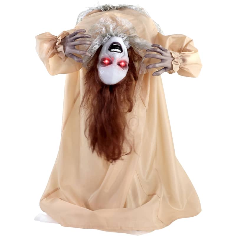 Haunted Hill Farm Haunted Hill Farm 3.4 ft. Touch-Activated Animated Possessed Backbend Lady Halloween Animatronic - Multi