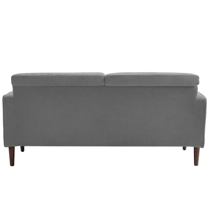 62" Wide Corduroy Button Tufted Sofa Couch with Armrest Pillow