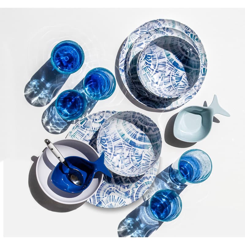 Abode Homewares Coastal Scallops Melamine Salad Plate - Blue - 8.5" - Set of 6