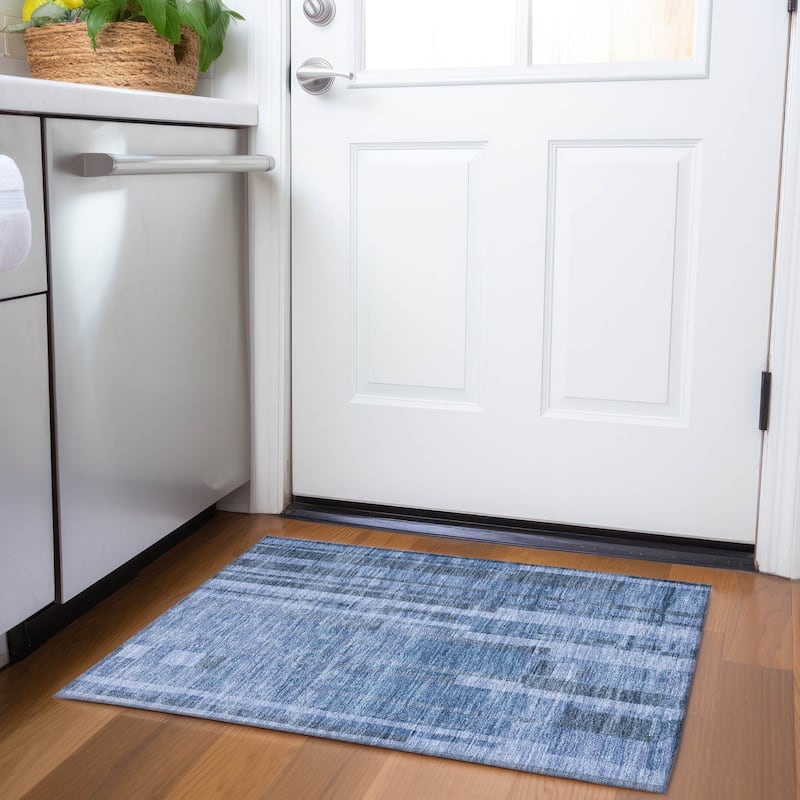 Premium Washable Super Soft Casual Contemporary Mayfield Rug - Navy - 1'8" x 2'6"