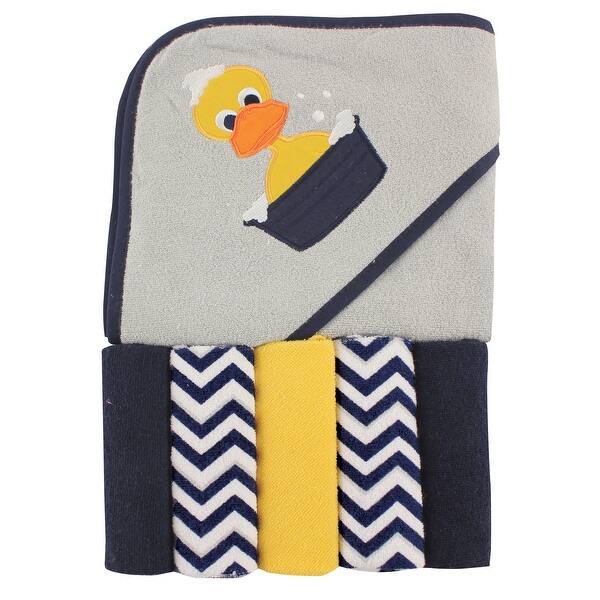 slide 1 of 1, Luvable Friends Baby Unisex Hooded Towel with Five Washcloths, Duck, One Size - Duck - One Size One Size - Duck