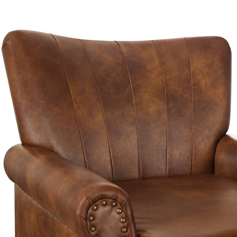 COZYMAN Modern Armchair Solid Wood Upholstered Fabric/Faux Leather Set of 2 Accent Chairs for Living Room