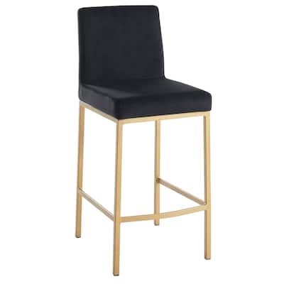 Contemporary Velvet and Metal 26" Counter Stool, Set of 4