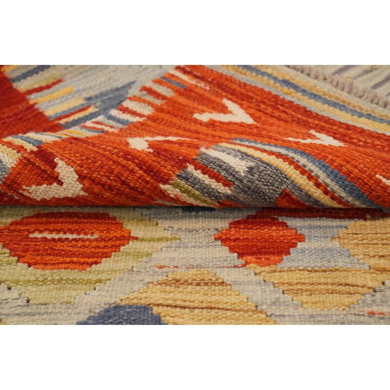 Hand Woven Oriental 100% Wool Carpet Southwestern Tribal Multi-Colored Kilim Runner Rug - 9' 9'' X 2' 5''