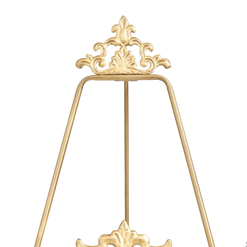 Metal Scroll Ornate Arabesque Tabletop Tabletop Display Easel - Set of 2 Gold - Roche River Decor - 10"W x 11"L x 16"H