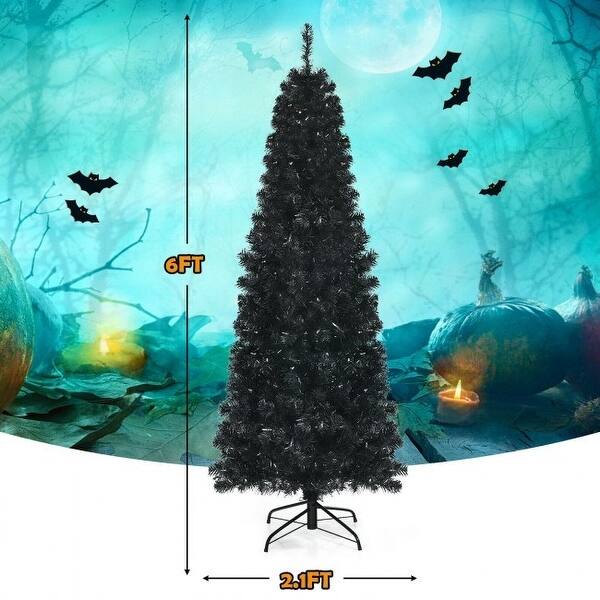 Pre-lit Christmas Halloween Tree with PVC Branch Tips and Warm White ...