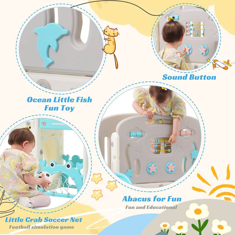 For Toddler Age 1-3 with Basketball Hoop, Arch Tunnel and Telescope, Toy Storage Organizer for Toddlers, Kids Climbers