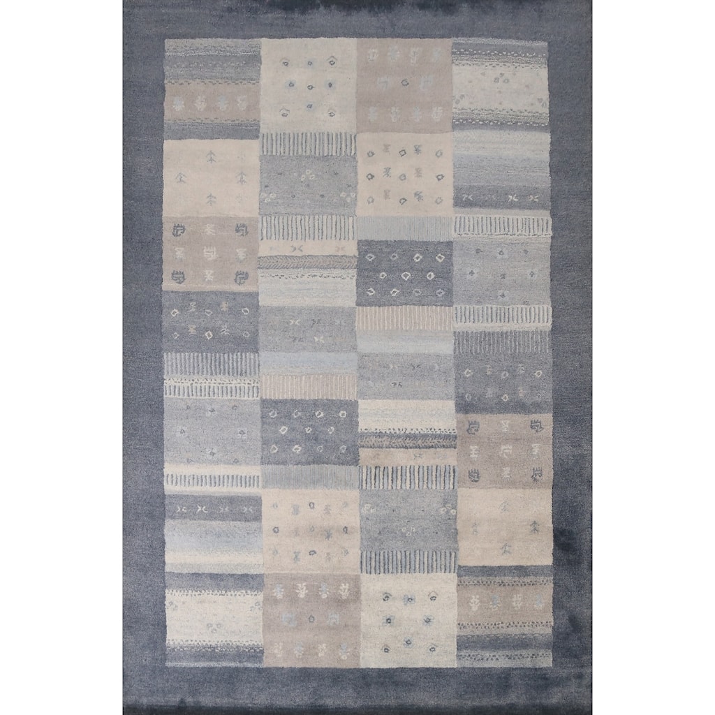 Geometric / Tribal Gabbeh Indian Area Rug Handmade Wool Carpet - 5'3" x 7'7"