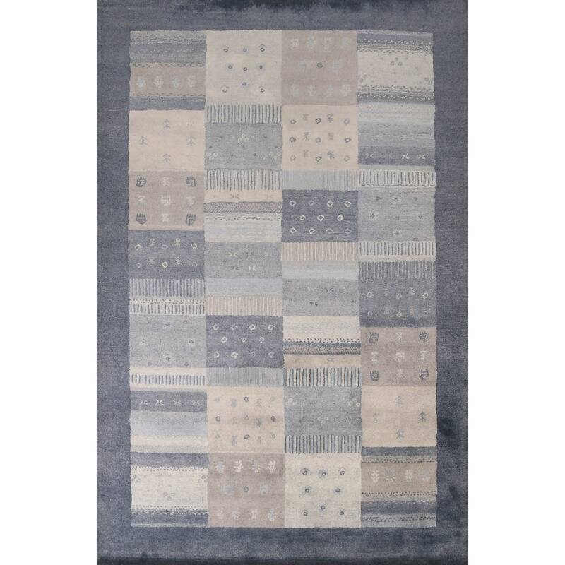 Geometric / Tribal Gabbeh Indian Area Rug Handmade Wool Carpet - 5'3" x 7'7"