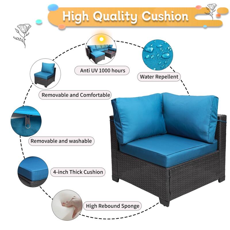 7-Piece PE Rattan Wicker Cushioned Sofa Set