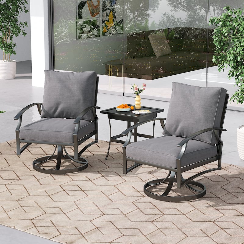 3-Piece Outdoor Metal Bistro Set with Cushion