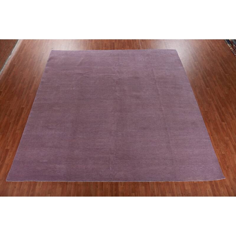 Hand Knotted Oriental 100% Wool Carpet Modern Solid Purples Gabbeh Area Rug - 12' 2'' X 11' 11''