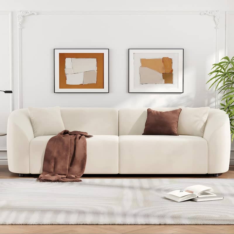 Christopher Knight Home - Allegra Sculptural Upholstered 87" Curved Sofa