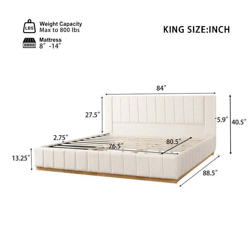 Christopher Knight Home - Modern Minimalist Upholstered Wood Bed with Striped Headboard