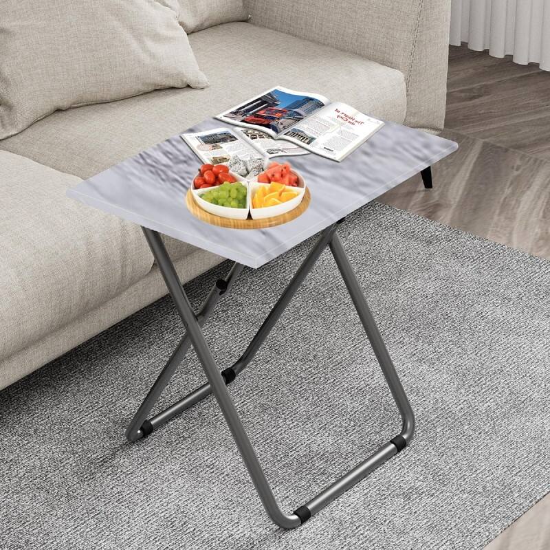 Tv Dinner Tray Table - 27"D x 19.5"W x 27.5"H - White Marble