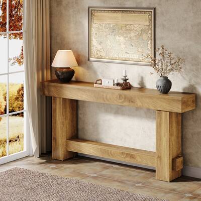 Farmhouse Industrial 71" Long 2-Tier Console Table for Entryway