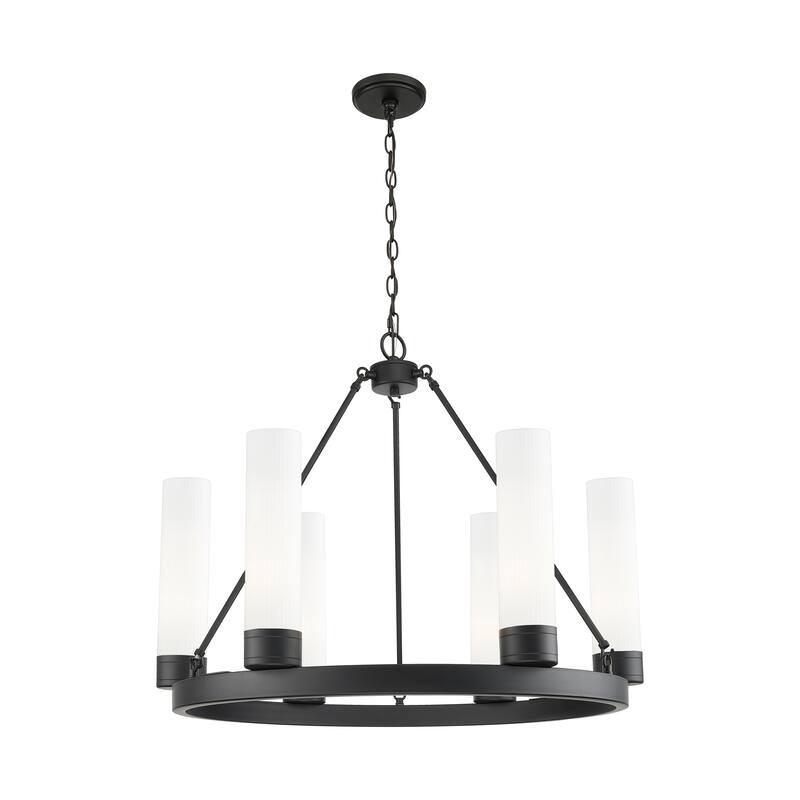 Innovations Lighting Downtown Urban - Boreas - 6 Light 29" Chandelier with 11" Shades - Striped White/Matte Black