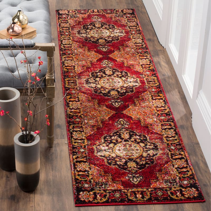 SAFAVIEH Vintage Hamadan Ismay Oriental Distressed Rug - 2'3" x 10' Runner - Red/Multi