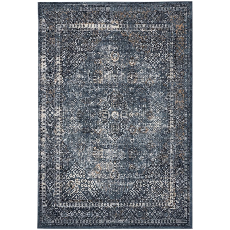 Malta Vintage Oriental Bordered Medallion Area Rug