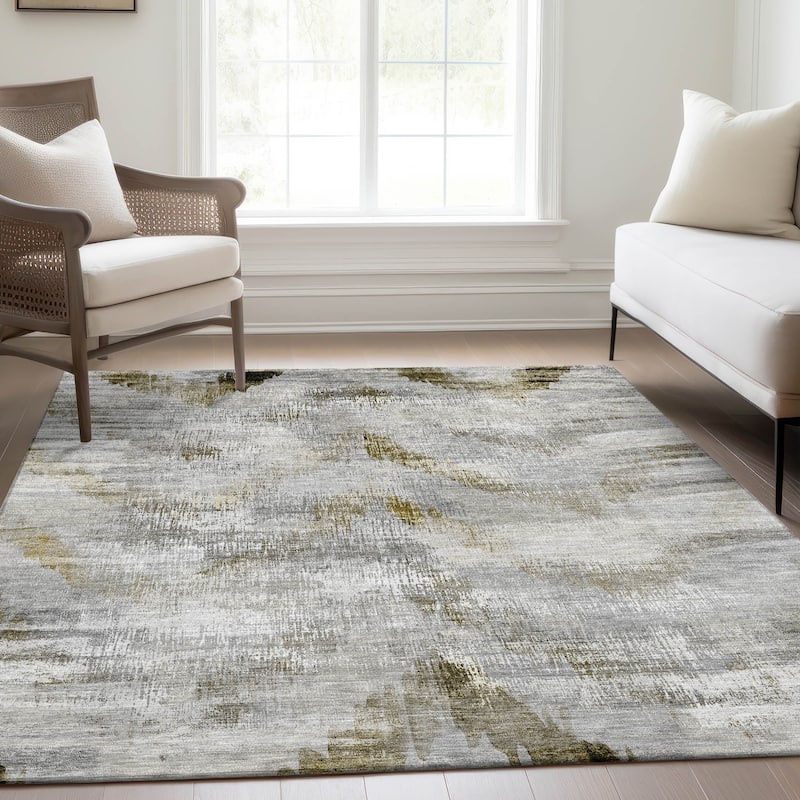Machine Washable Indoor/ Outdoor Chantille Abstract Chevron Rug