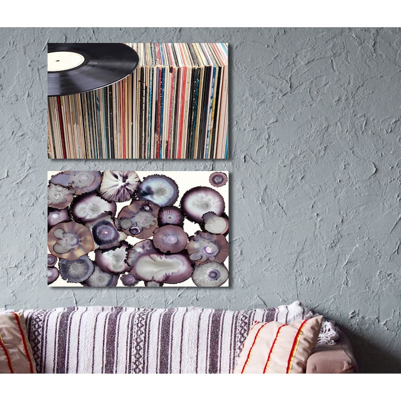 Stupell Grey and Purple Abstract Geode Stretched Canvas Wall Art