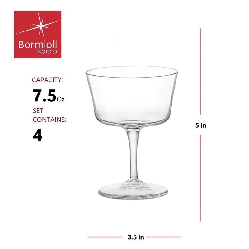 Bormioli Rocco Set of 4 Novecento Stemware Fizz Glasses - 7.5 oz.