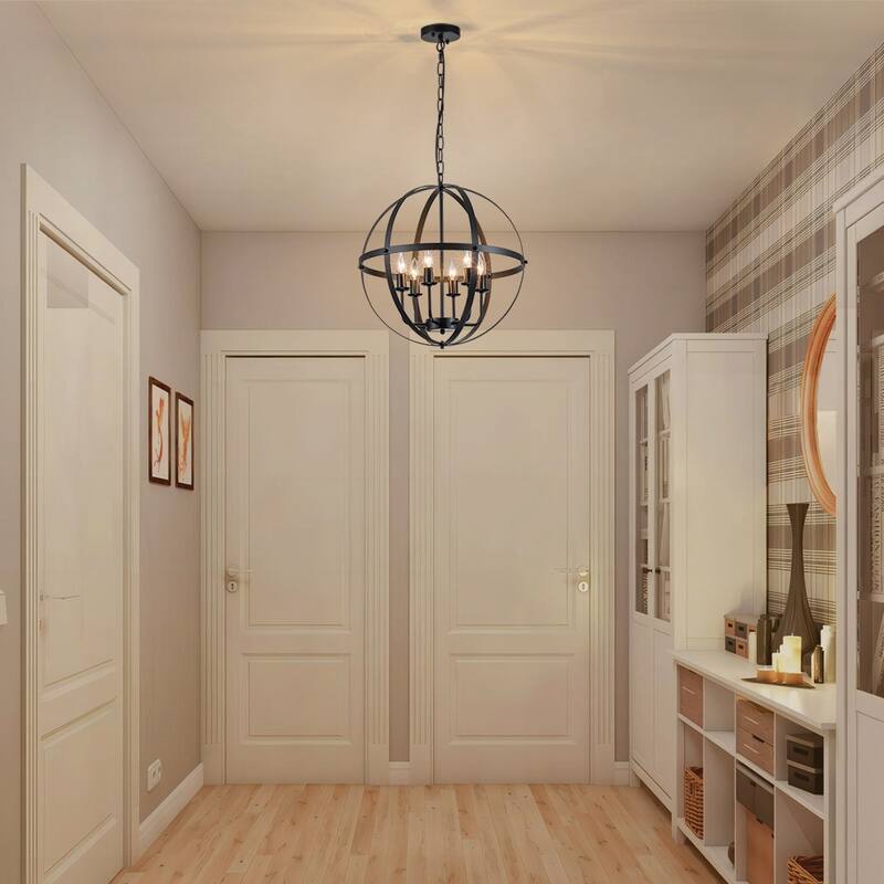Starsky 6-Light 20.47inch Modern Farmhouse Globe Ceiling Lights Open Cage Chandelier