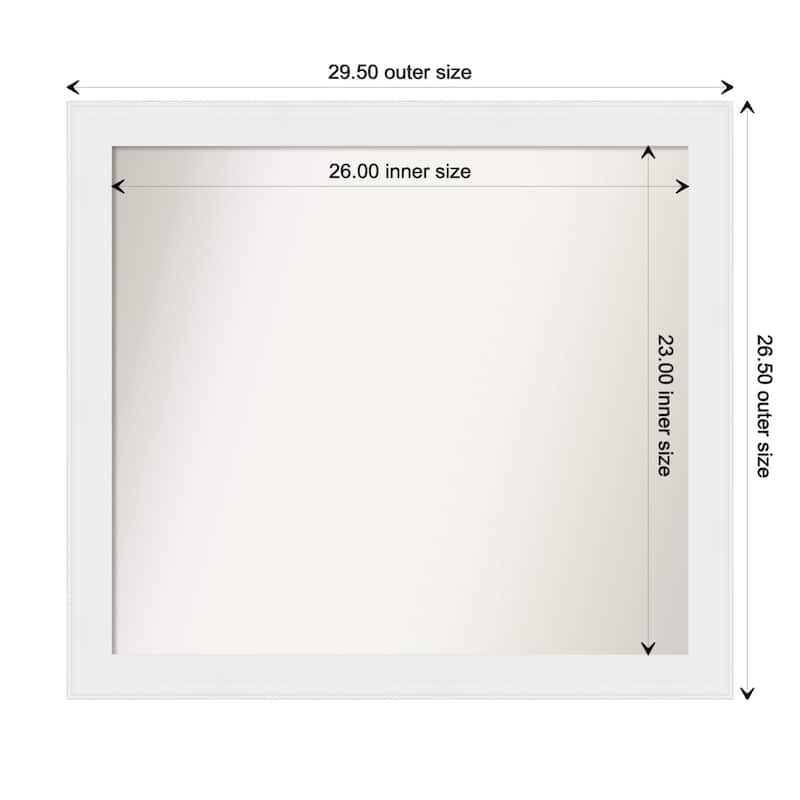 Vanity White Narrow Framed Non-Beveled Custom Wall Mirror, Bathroom Vanity Mirror - Outer Size: 29.5 x 26.5