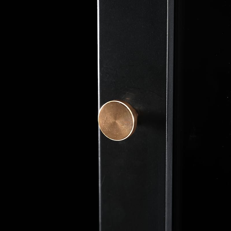 GDFStudio - Lilia Cabinet Modern MDF Freestanding Tall Storage 70.1 Inch with Glass Doors & Adjustable Shelves
