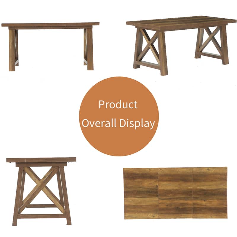 63 Inch Brown Dining Table for Kitchen / Dining Room / Living Room - 62.99" L x 31.5" W x 30.71" H