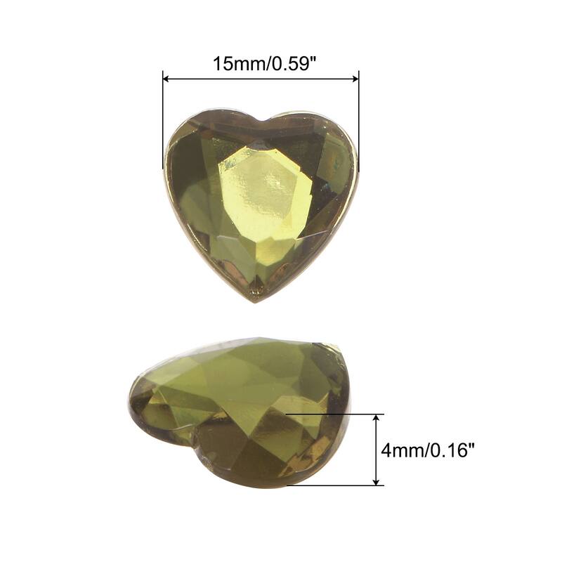40 Pcs Acrylic Heart Rhinestone 15mm Flat Back Plastic Gems